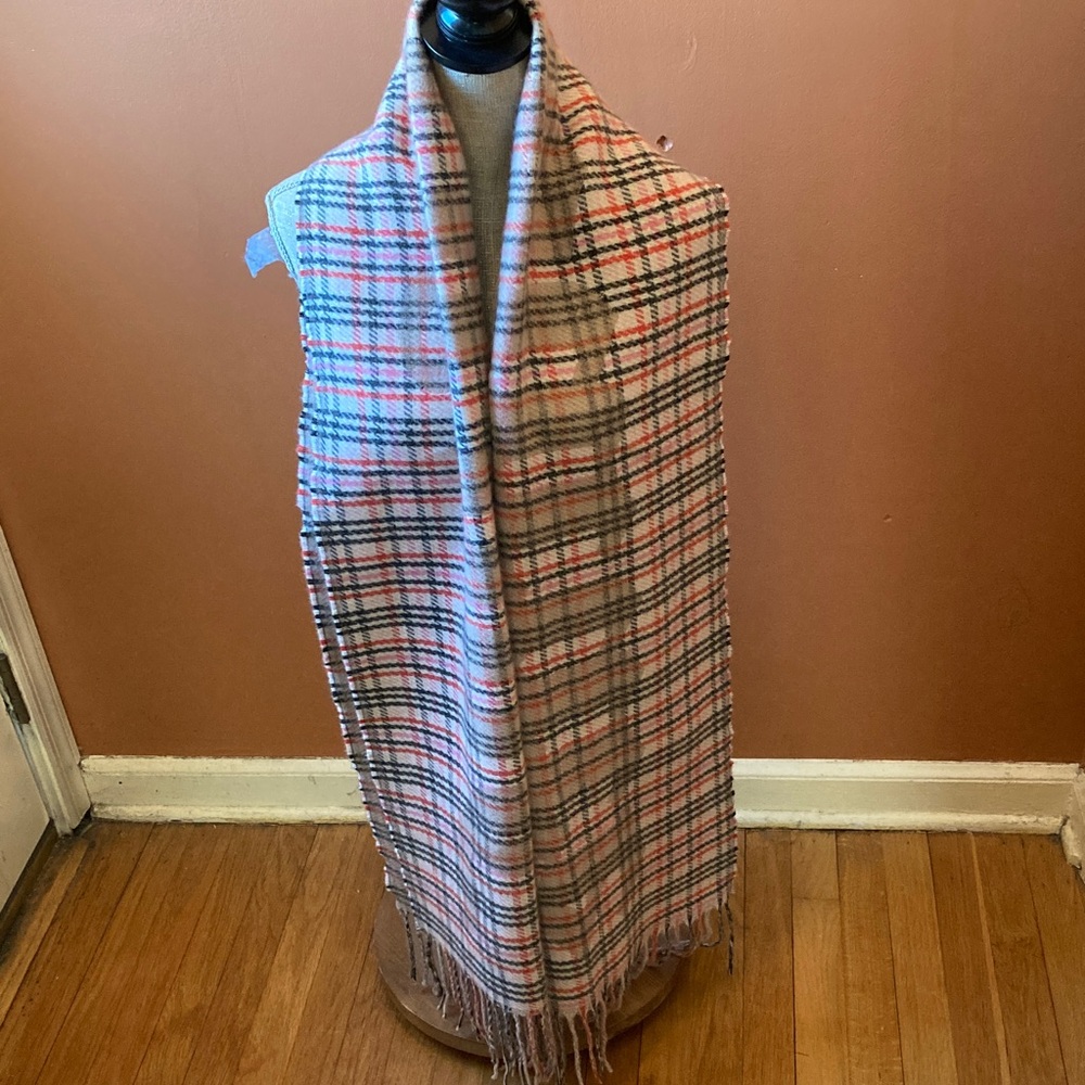 NWT Juicy Couture Soft Pink Plaid Fringed Scarf